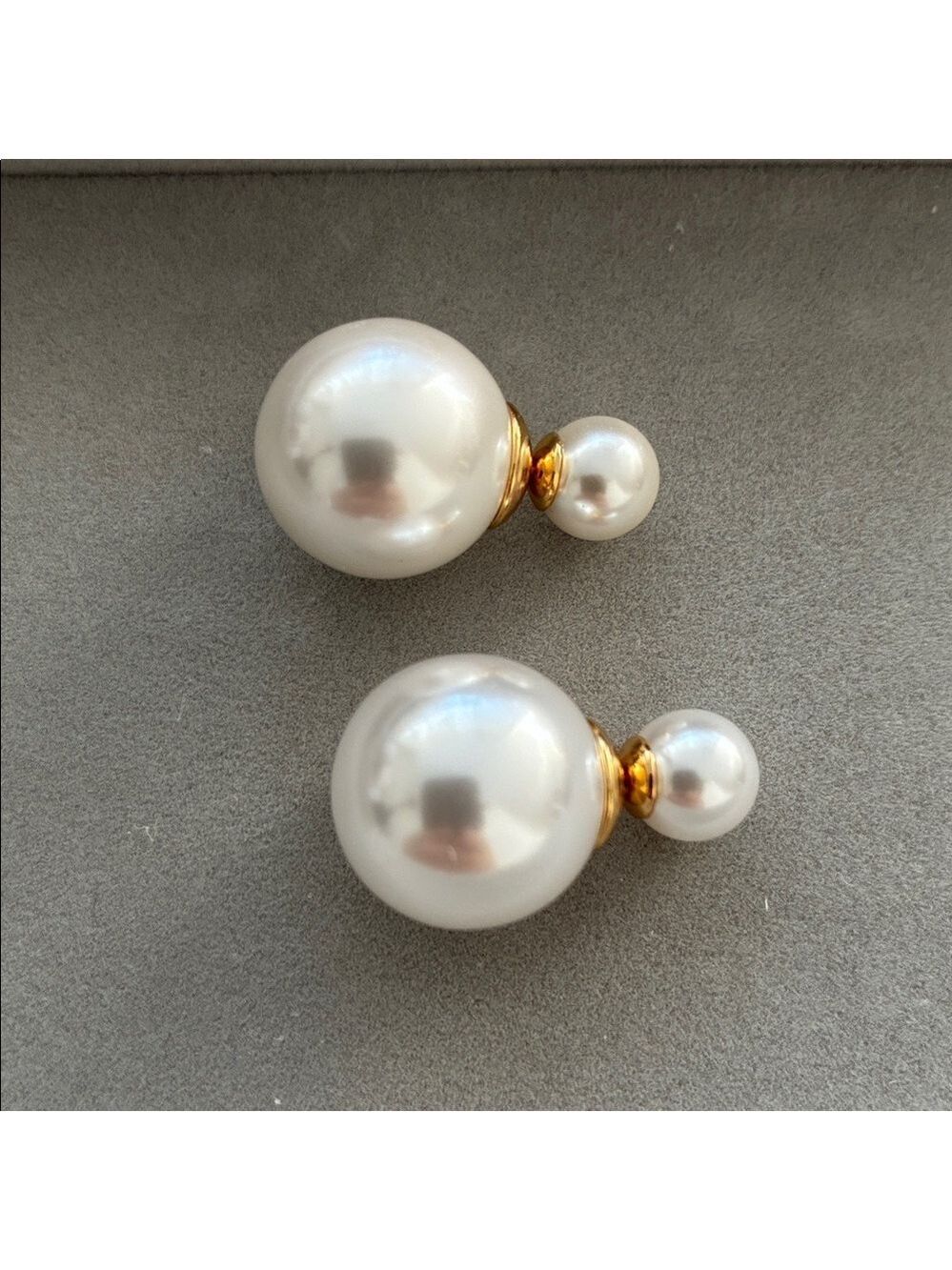 White Swarovski Crystal Double Pearl Earrings